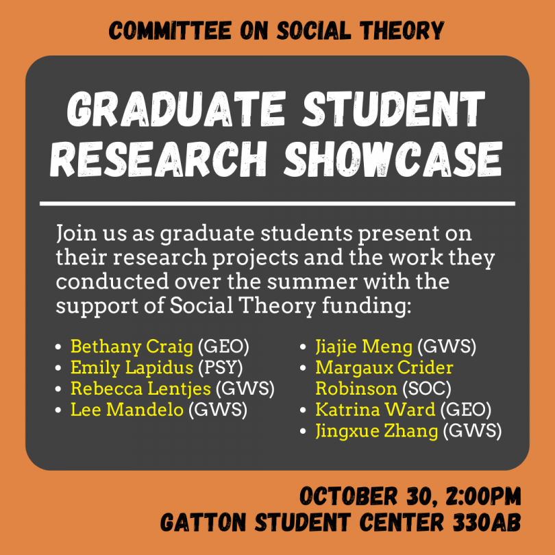 A poster including the event title, description, list of speakers, date, time, and location (October 30th at 2 oclock PM in Gatton Student Center 330AB).